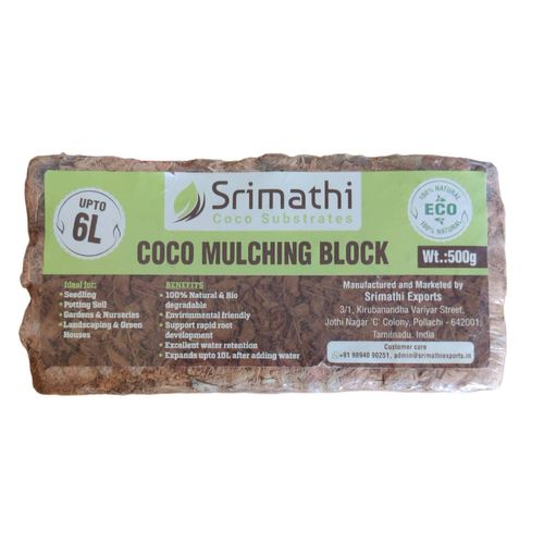 Paillis de coco, Brique, bloc de 500g, copeaux moelle de coco, fleurs, culture, jardin plantes naturelles lit nutritif de sol substrat à base de noix de coco - 6 L