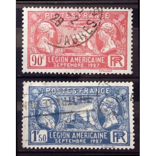 Série Légion Américaine 90c Rouge (N° 244) + Légion Américaine 1f50 Bleu (N° 245) Obl - Cote 4,15 - France Année 1927 - N25706
