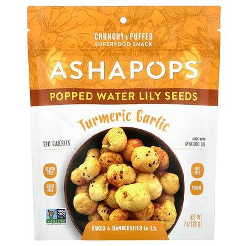Ashapops Llc, Graines De Lotus Soufflé, Curcuma Et Ail, 28 G