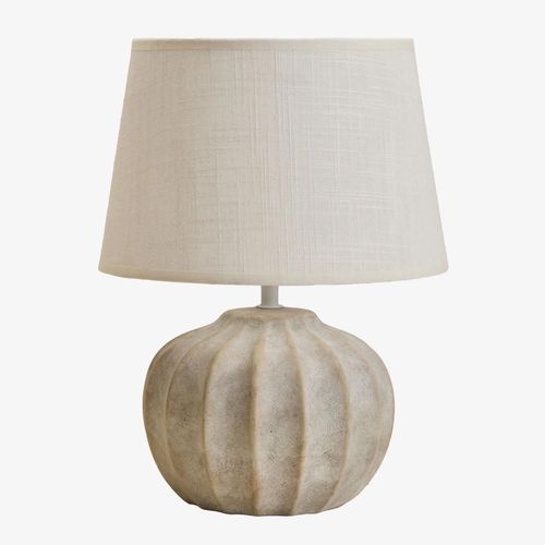 Lampe De Table Yalira 30 Cm En Céramique Et Lin Beige Crème