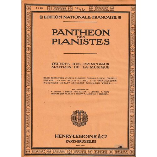Pantheon Des Pianistes De Henry Lemoine And Cie