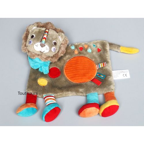 Doudou lion plat gris orange Simba Toys