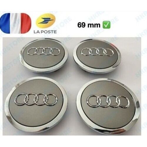 Lot De 4 Centres De Roue Cache Moyeu Gris 69mm Audi A3 A4 A5 A6 Tt
