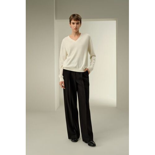 Lilysilk Pantalon Tweed Femme Noir Taille Haute Large Infroissable Soie Laine 38