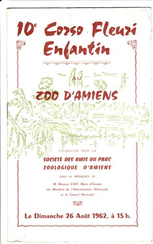 Corso Fleuri Enfantin Au Zoo D'amiens - Brochure Pour La 10e