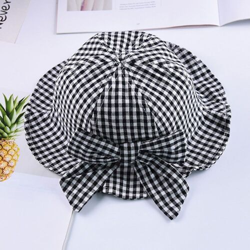 Chapeau seau en coton doux avec noeud papillon pour bébé fille, couvre-chef de pêcheur Panama, pour l'extérieur, décontracté, pour enfant en bas âge