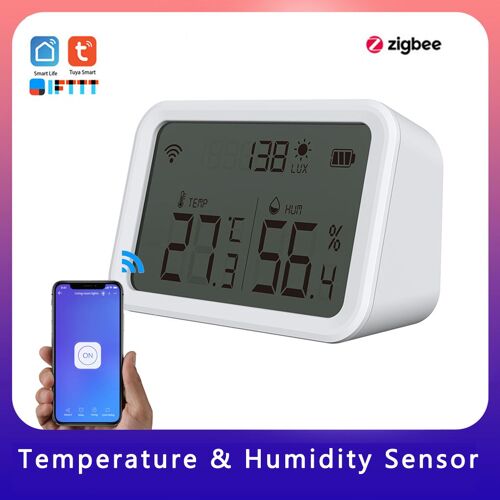 capteur d'humidité Tuya Zigbee, détecteur de lumière, hygromètre d'intérieur, thermomètre avec écran LCD, fonctionne avec Tuya Hub