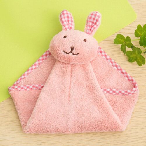 Serviette De Bain En Peluche, Douce, Corail, Lapin Mignon, Pour Bébé, Dessin Animé, Lingette Suspendue Pour Enfants
