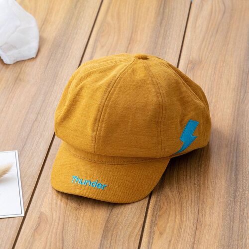 Chapeau De Dessin Animé Pour Enfants, Bérets De Bébé Avec Lettres Brodées Au Soleil, À La Mode, Visière En Coton Pour L'Extérieur, Casquette Octogonale Pour Enfants, Printemps Et Été