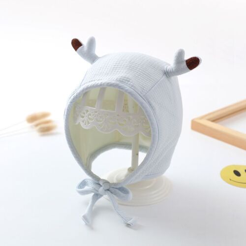Chapeau De Protection Pour Nouveau-Né, En Coton, Oreilles De Cerf, Couleur Unie, Bonnet Chaud, Ajustable, Pour Garçon Et Fille