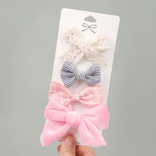 Ensemble De Pinces À Cheveux En Dentelle Pour Filles, 4 Pièces, Épingles À Cheveux, Noeud Papillon, Barrettes, Couvre-Chef Pour Enfants 