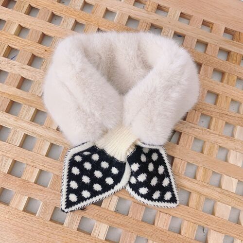 Foulard D'Hiver En Peluche À Pois Pour Enfants, En Fausse Fourrure, Chaud Pour L'Extérieur