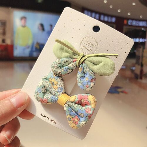 Pinces À Cheveux D'été Pour Bébé Fille, 2 Pièces, Noeud Papillon, Imprimé Floral, Épingle À Cheveux, Coréenne, Mignon, Accessoires Pour Enfants
