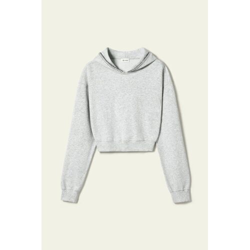 Lilysilk Pull Seamflow Poise Gris Chiné M - Sweat Court Silkerry Doux & Sculptant, Capuche Festonnée