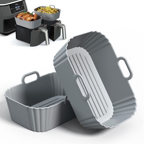 Af300uk - Gris Lot de 2 doublures en silicone pour friteuse à air comprimé Ninja AF300UK, panier en silicone pour friteuse à air comprimé Ninja Dual Air Fryer Accessoires