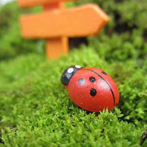 Figurine Coccinelle De Jardin Miniature, 100 Pièces/Lot, Ornement De Jardin Miniature, Maison De Poupée Pour Mousse Micro Paysage