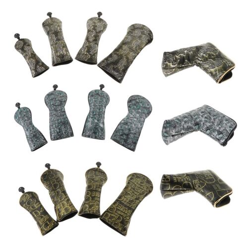 Couvre Chef De Golf En Cuir Pu, Ensemble De Couvre Chef En Fer À Broder Coloré À Motifs, Manches De Protection Pour La Plupart Des Glof