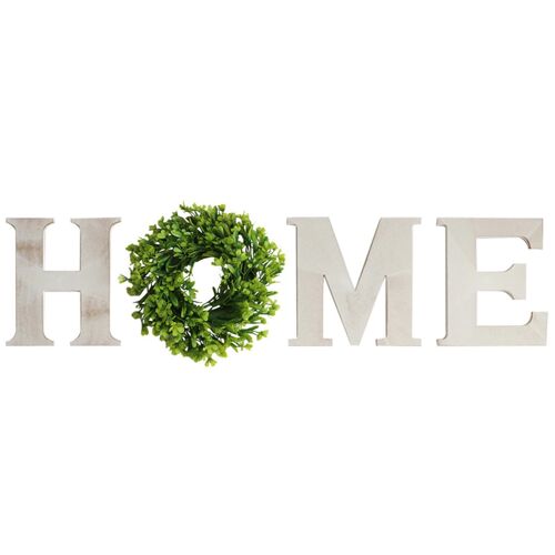 Signe Décoratif Mural En Bois, Lettre Suspendue Avec Couronne Verte, Ornements Décoratifs Pour Chambre À Coucher