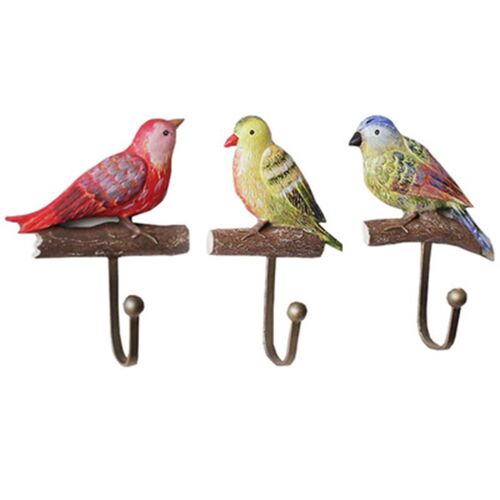 Crochet créatif oiseau coloré, ensemble de trois pièces rétro ornements maison crochet de manteau crochets muraux cintres pour carreaux de verre 3 pièces