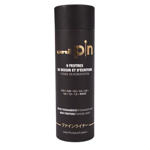 Uni - The Tube Finerliner - Black (9 Pcs) (401228)