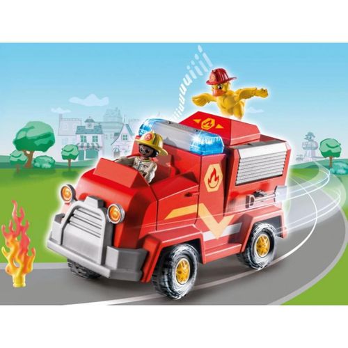 Lot Playmobil - Thème Pompier - Collection Duck On Call - 70914 : Camion De Pompier Sonore Et Lumineux + 70828 : Voiture De Pompier