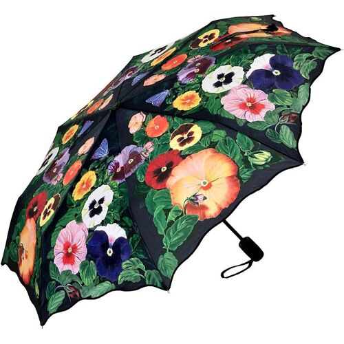 Parapluie De Poche Résistant Au Ventautomatique Ouverture Et Fermeture Pliant Légèrement Stable Floral Pensées
