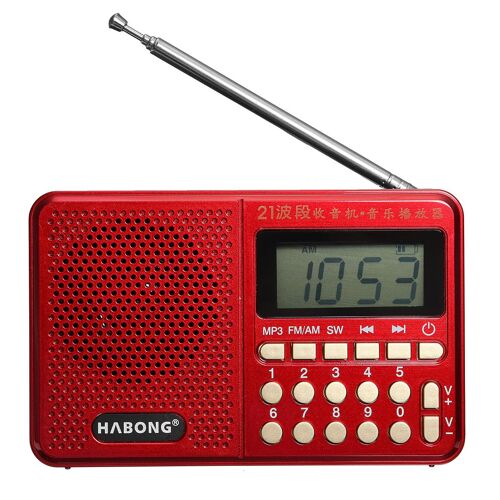 Portable Digital FM AM SW Radio 21 Bandes Récepteur de Charge Haut-Parleur Lecteur MP3, Rouge
