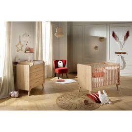 Chambre Bébé Complète Arty, Lit 120x60 Et Commode À Langer - Chêne Suave