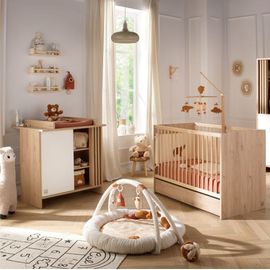 Chambre Bébé Complète Tokyo, Lit 120x60 Et Commode À Langer Claustra - Chêne Suave