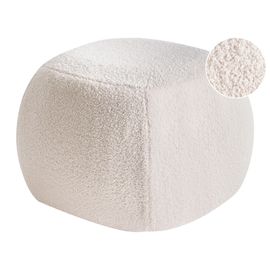 Pouf Barron Bouclé Blanc Cassé 50 Cm 50 Cm 33 Cm