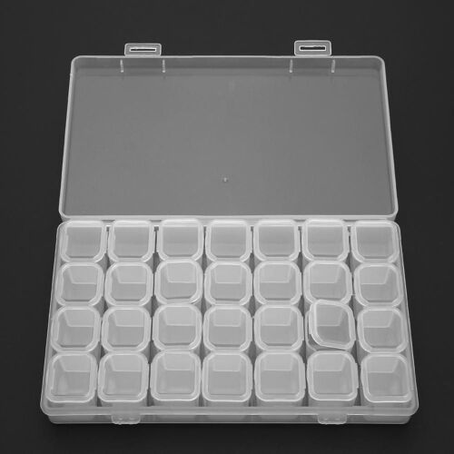 Boîte De Rangement Vide Pour Strass, 1 Ensemble De 28 Fentes, Boîtier De Rangement Pour Strass, Pièces En Alliage, Étui De Rangement Pour Perles, Boîtes À Bijoux
