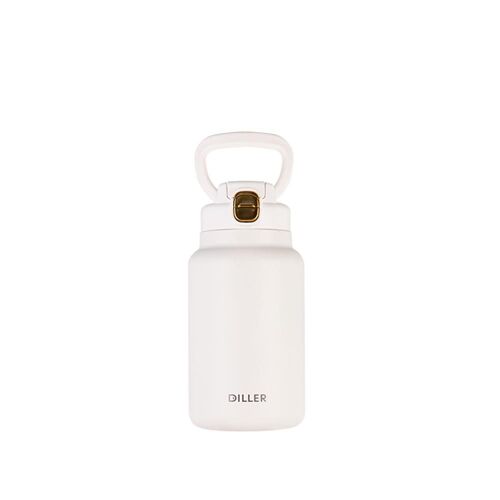 1000ml Bouteille D'eau Isolée Sous Vide D'acier Inoxydable Flasque Thermos Sans Bpa Bouteille D'eau De Voyage Portable 33.81 Capacités D'oz Conteneur De Boisson Chaude Et Froide - Blanc