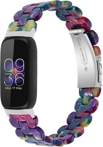 Bracelet De Rechange En Résine Compatible Avec Fitbit Inspire 3, Étanche Et Léger Avec Boucle En Acier Inoxydable, Bracelet Tendance Pour Traqueur D'activité Pour Femme