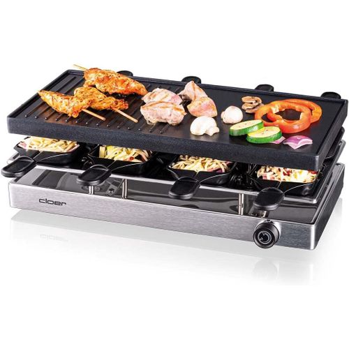 Raclette Grill Cloer 6458 1200 W 8 poêles à raclette antiadhésives