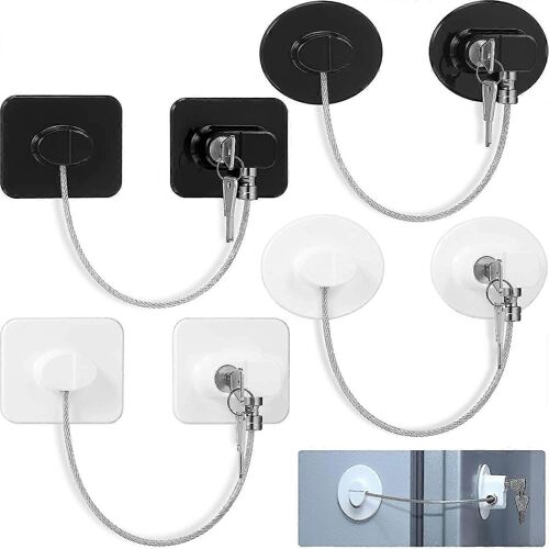 Serrure de réfrigérateur 4 pièces Serrure de réfrigérateur avec 8 clés, serrure de congélateur