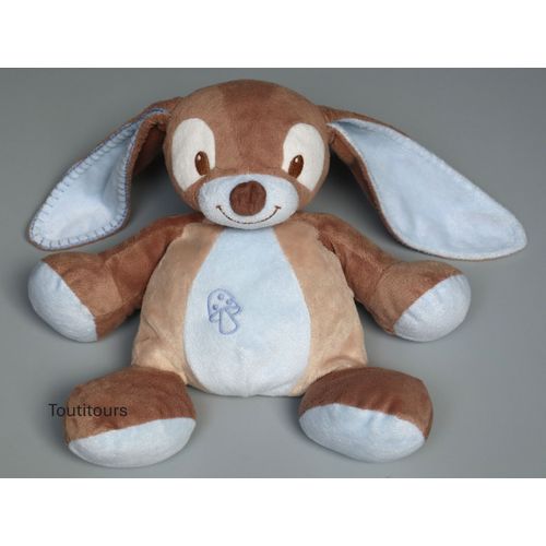 Doudou lapin beige marron bleu Nattou