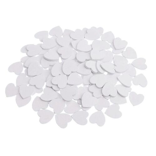 100 Pièces Blanc 21x20mm Mini Coeurs En Bois Formes Pièces Décor Embellissement Art Artisanat Carte Faire Scrapbooking Faveurs De Mariage