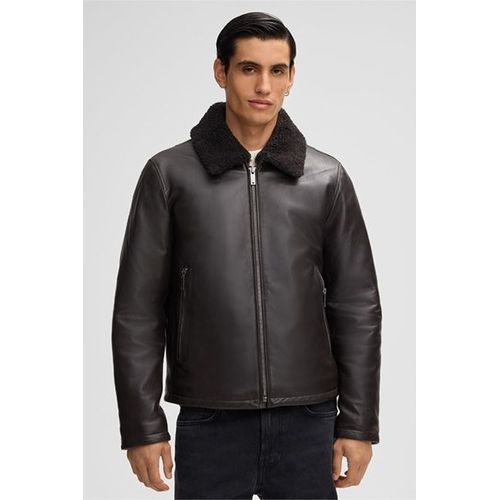 Blouson En Cuir Monty, Marron Foncé