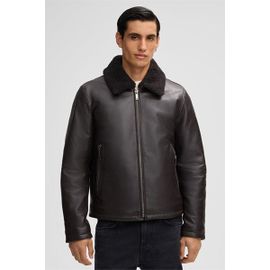Blouson En Cuir Monty, Marron Foncé
