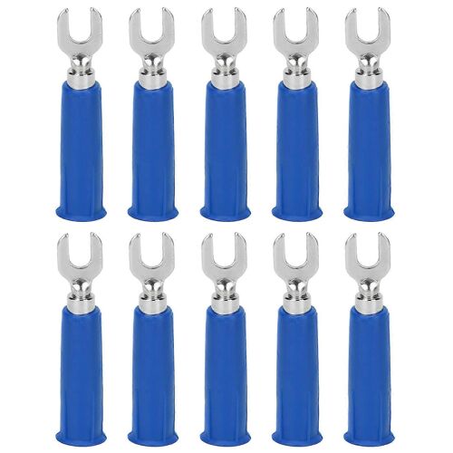 10 Pcs/Set Adaptateur De Prise Banane Isolé Fourche Bêche Fil Connecteurs U Type Électrique À Sertir Bornes pour MultimètreBlue