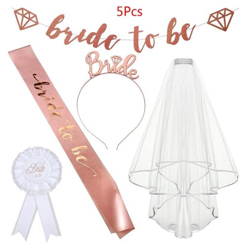 Kit de décorations de fête d'enterrement de vie de jeune fille, 5 pièces, or Rose, étiquette pour future mariée