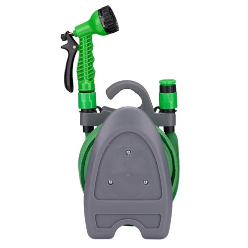 Kinzo Tuyau d'Arrosage Extensible 10M ¿ Tuyaux d'Arrosage avec Accessoires et Support Mural ¿ Tuyau avec Pistolet à 7 Modes de Pulvérisation ¿ Plastique ¿ Vert/Gris