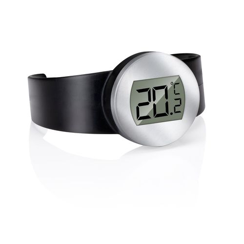 alpina Thermomètre à Vin Placement autour de Bouteille de Vin Adapté à toutes les Bouteilles Inox Noir/Argent