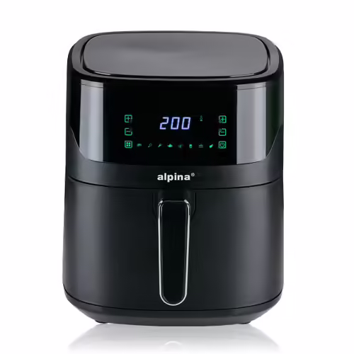 alpina Friteuse à Air 6L Numérique - Airfryer pour 4 à 6 personnes - Friteuse Sans Huile avec Température Réglable de 80°C à 200°C - Minuterie jusqu'à 60 minutes - Noir