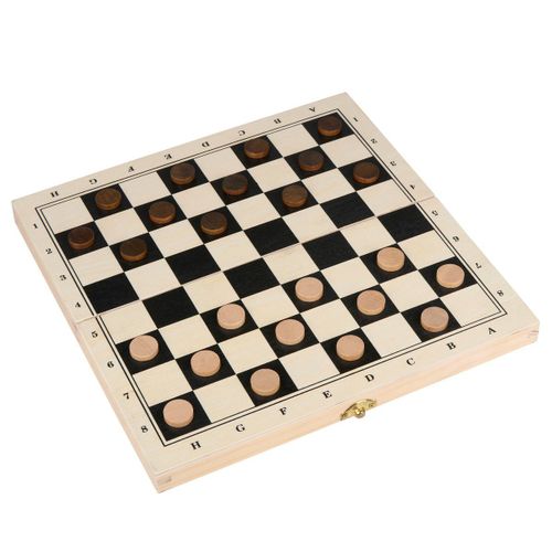 Eddy Toys Jeu D¿Échecs Et De Dames En Bois ¿ Plateau Pliable 2-En-1 ¿ Set Complet 65 Pièces ¿ Pour Enfants Et Adultes ¿ Jeu Classique Portable