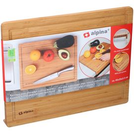 Alpina Planche À Découper En Bambou Au-Dessus Du Comptoir Avec Rigole À Jus 45 X 35 X 3,5 Cm