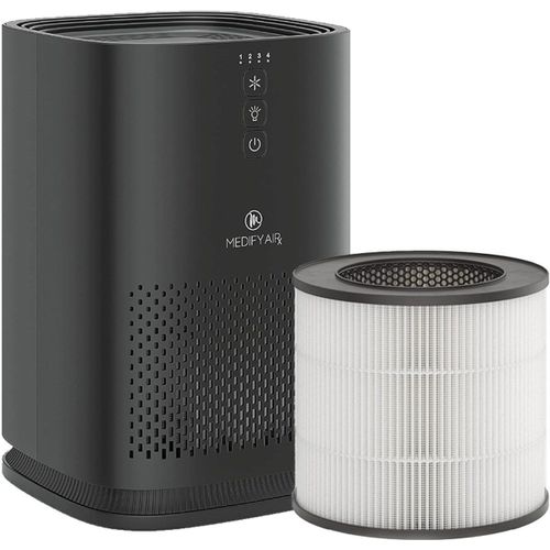 Medify Air MA14 Purificateur pour Allergies ¿ Chambre ¿ Filtre HEPA H13 ¿ Silencieux ¿ Mode Nuit ¿ Noir