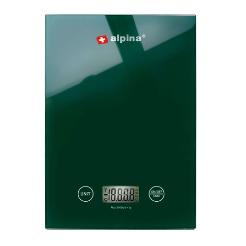 Alpina Balance De Cuisine Digitale En G, Lb, Oz Et Ml - Balance Alimentaire De Précision Avec Fonction Tare - Accessoires Cuisine - 22 X 15,5 Cm - Vert