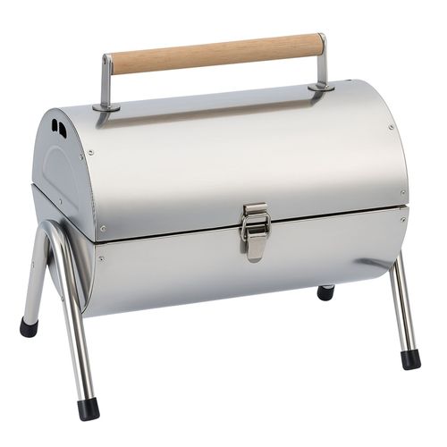 alpina Barbecue Charbon de Bois Barbecue de Table - Portable BBQ à Charbon - Compact et Léger - Idéal pour Jardin et Camping - Argent