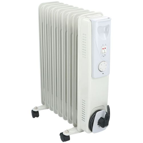 alpina Radiateur bain d'Huile YLA07S09 - 2000W - Radiateur Electrique Mobile - Thermostat Réglable - Rangement du Cordon - Protection contre la Surchauffe - Blanc